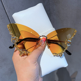 Envy Luxury Rhinestone Butterfly Rimless Sunglasses