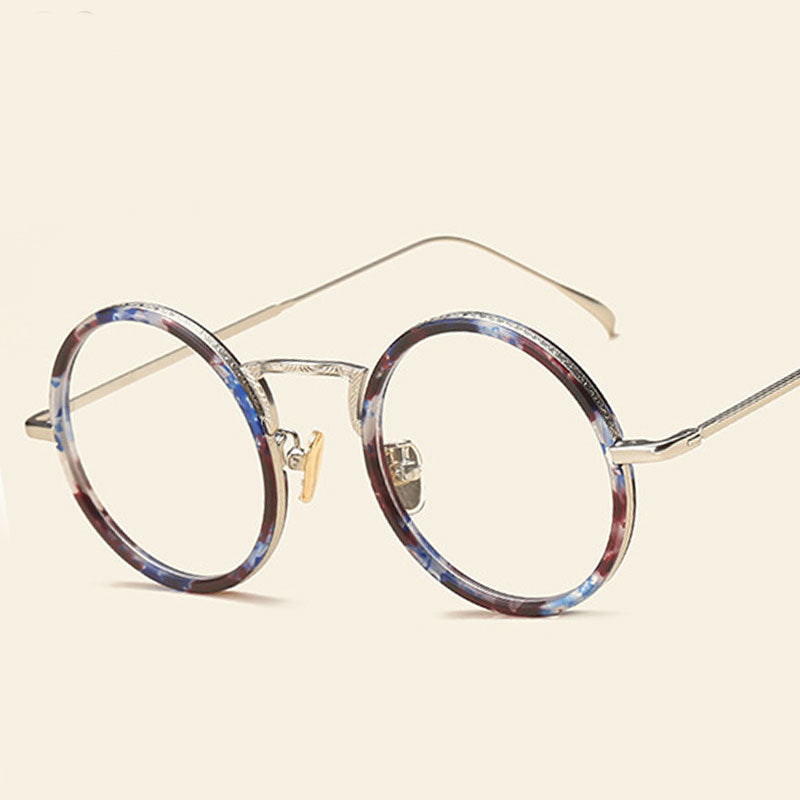Betty Retro Round Plastic Titanium Glasses Frame