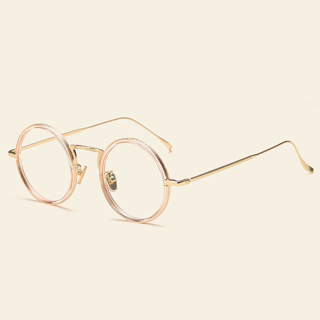 Betty Retro Round Plastic Titanium Glasses Frame