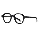 Brocly Vintage TR90 Polygon Eyeglasses Geometric Frames Southood Black 