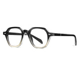 Brocly Vintage TR90 Polygon Eyeglasses Geometric Frames Southood Black Green 