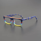 Dacio Acetate Rectangle Glasses Frame Rectangle Frames Southood Matte Blue 