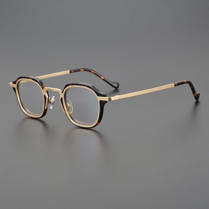 Egon Titanium Acetate Glasses Frame Rectangle Frames Southood Leopard gold 