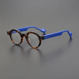Este Round Acetate Glasses Frame Round Frames Southood Leopard Blue 