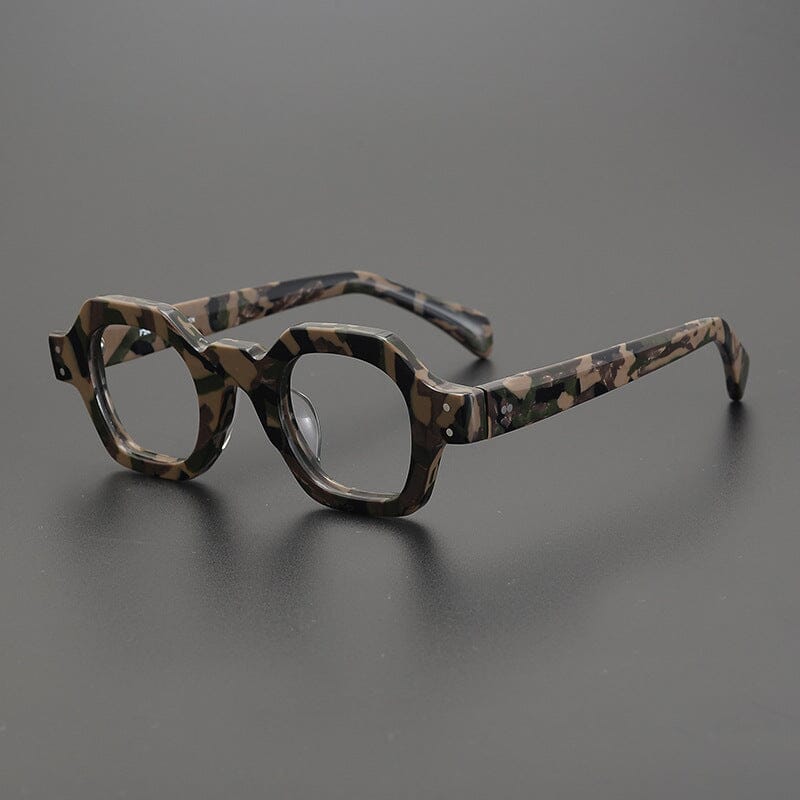 Gian Retro Acetate Glasses Frame Geometric Frames Southood Camouflage 