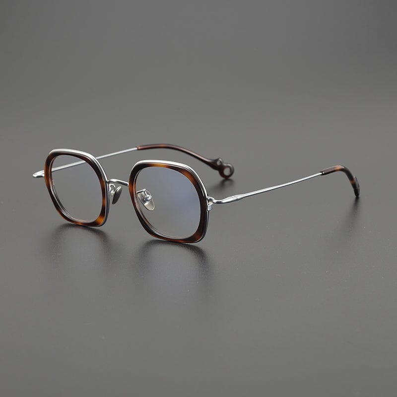 Haru Vintage Square Glasses Frame Rectangle Frames Southood Leopard Silver 