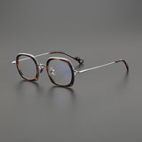 Haru Vintage Square Glasses Frame Rectangle Frames Southood Leopard Silver 