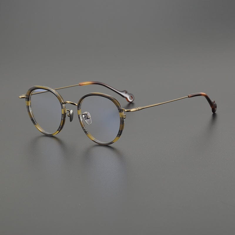 Jin Vintage Round Glasses Frame Round Frames Southood Bronze Stripe 