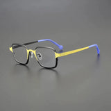Joben Square Titanium Glasses Frame Rectangle Frames Southood Black Yellow 