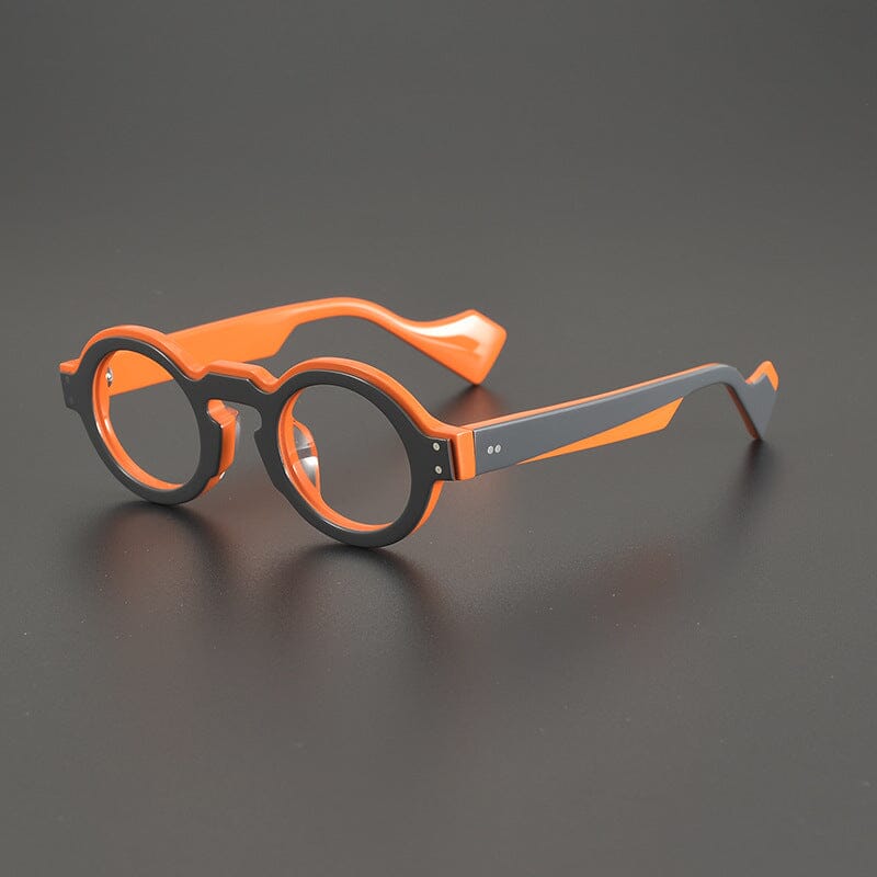 Lynn Vintage Round Acetate Glasses Frame Round Frames Southood Grey Orange 