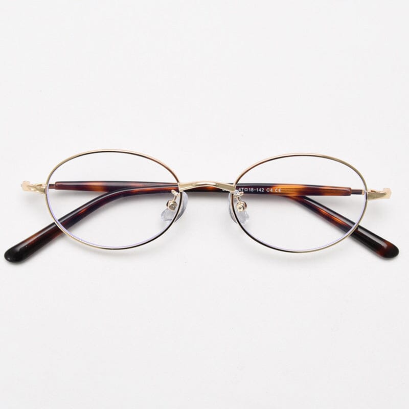 Nikki Vintage Oval Eyeglasses Frame Browline Frames Southood Gold 