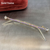 Women Gem Lensless Chain Pendant Half Frame Luxury Rhinestone Glasses