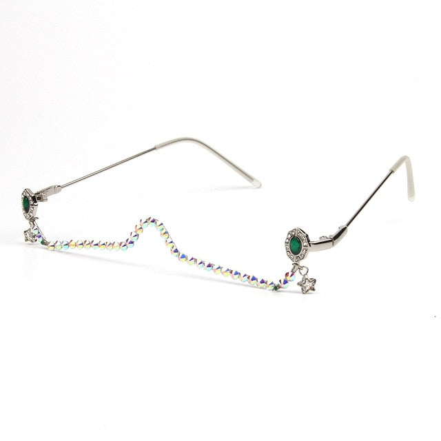 Water Drop Lensless Chain Pendant Decoration Half Frame Glasses