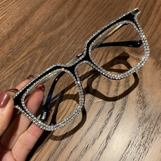 Women Rhinestone Blu-ray Glasses