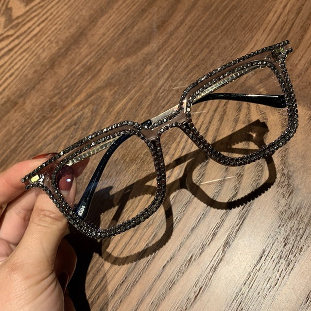 Women Rhinestone Blu-ray Glasses