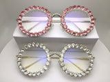 Queen Vintage Rhinestone Round Glasses