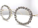 Queen Vintage Rhinestone Round Glasses