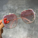 Women  Luxury Rhinestone Square Oversized Sunglasses
