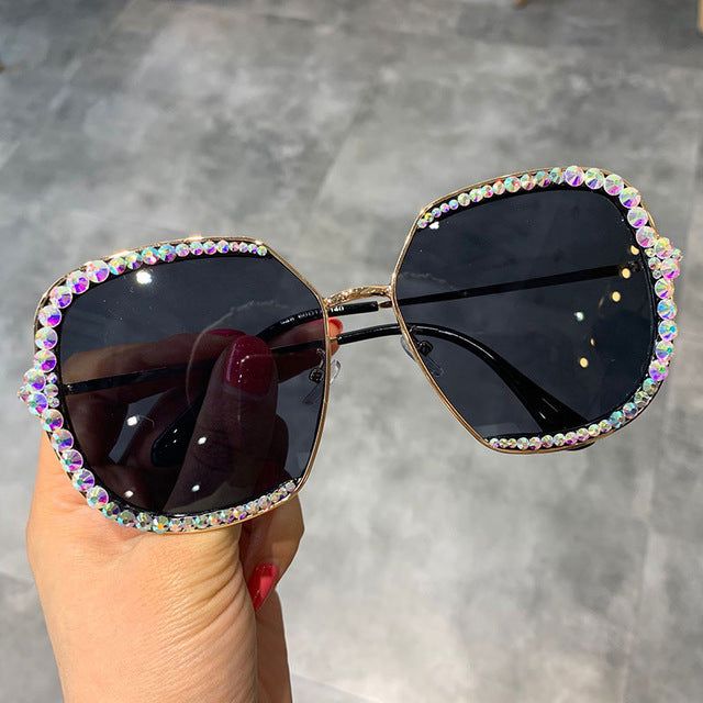 Women  Luxury Rhinestone Square Oversized Sunglasses