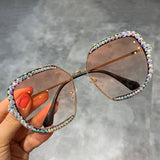 Women  Luxury Rhinestone Square Oversized Sunglasses