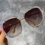 Women  Luxury Rhinestone Square Oversized Sunglasses