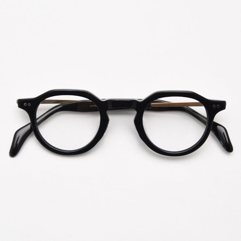 Spike Vintage Acetate Round Optical Glasses Frame Round Frames Southood Black 