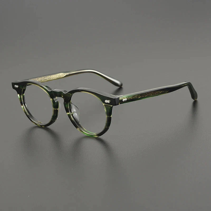Wade Vintage Acetate Round Glasses Frame Round Frames Southood Striped Green 